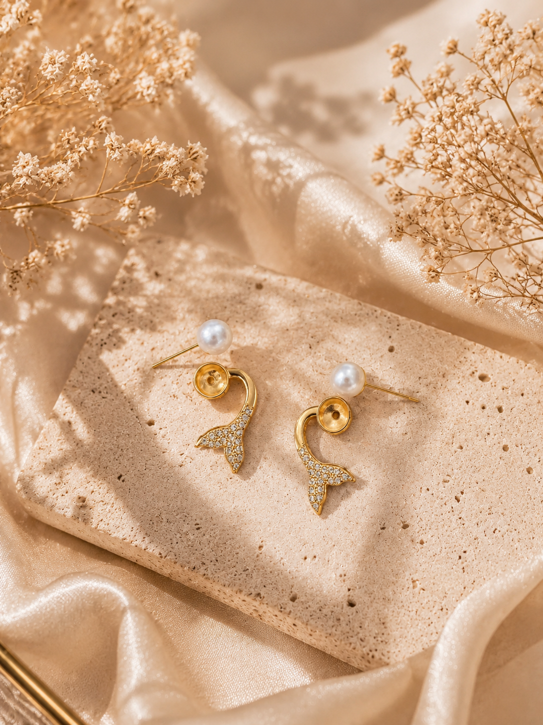 AERIN Pearl Tail Crystal Stud Earrings