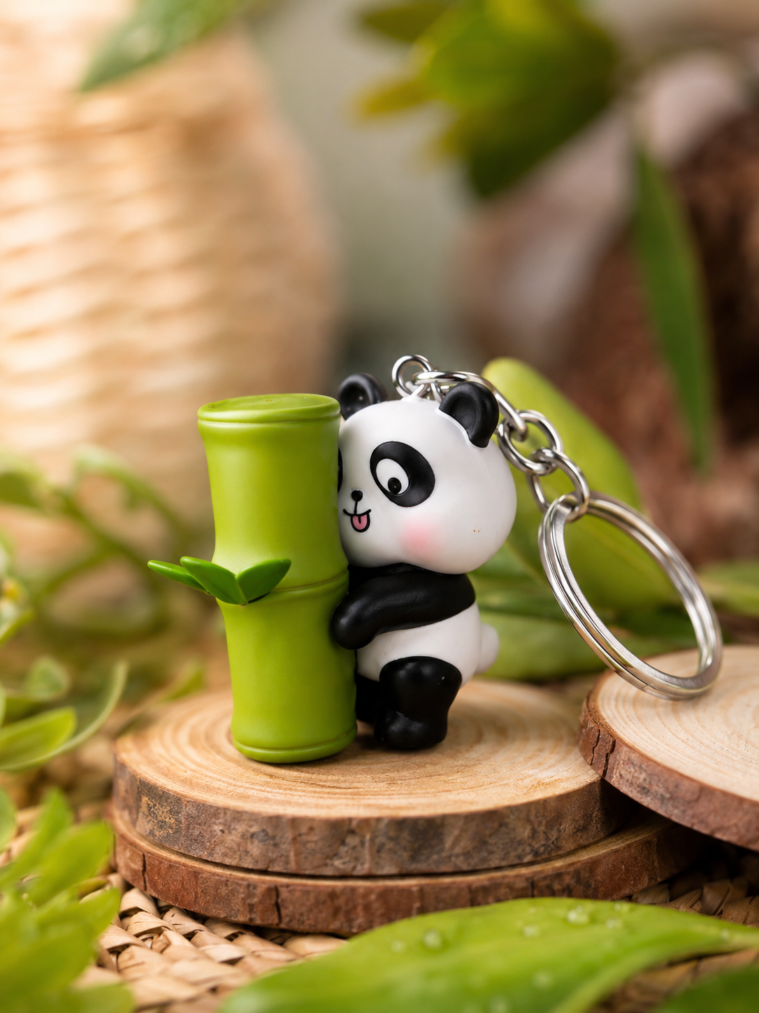 Bamboo Panda Charm Keychain