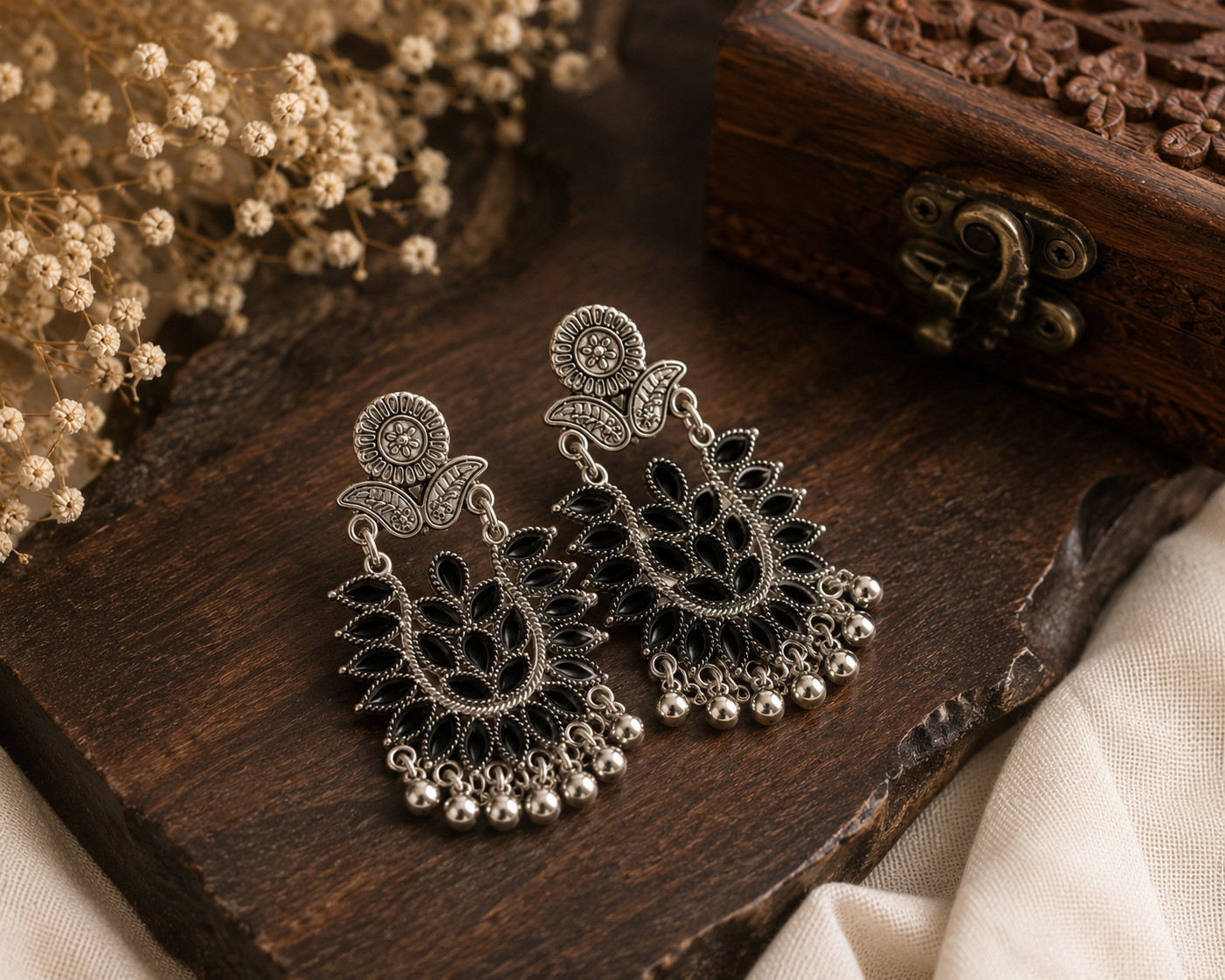 Noir Bloom Statement Earrings