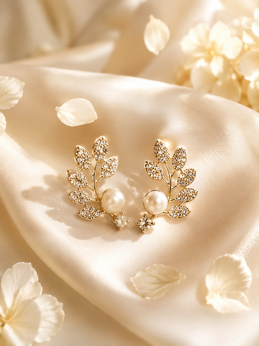 Pearla Vine Crystal Stud Earrings