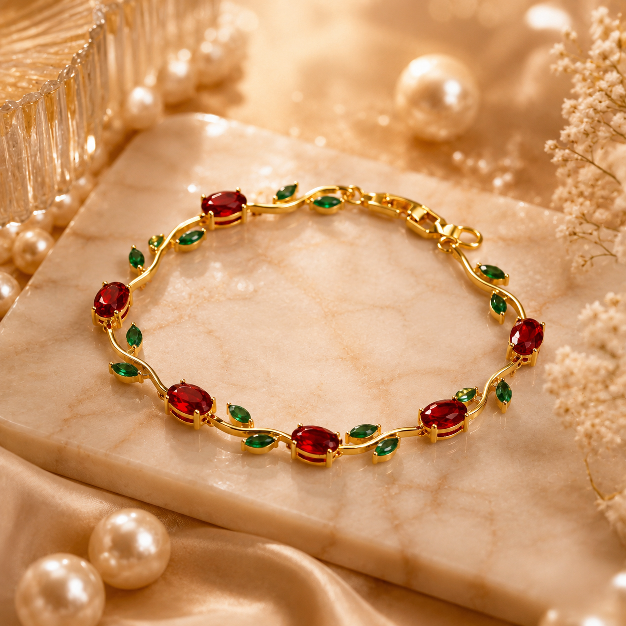 Red Tulip Crystal Bracelet
