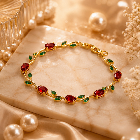 Red Tulip Crystal Bracelet
