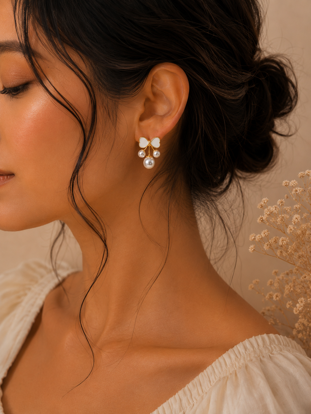 Pearla Bow Drop Earrings