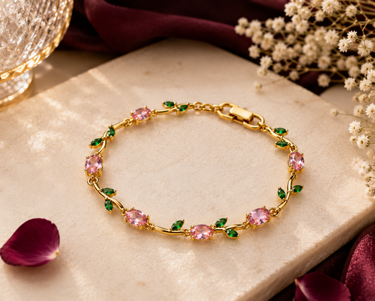 Pink Tulip Crystal Bracelet