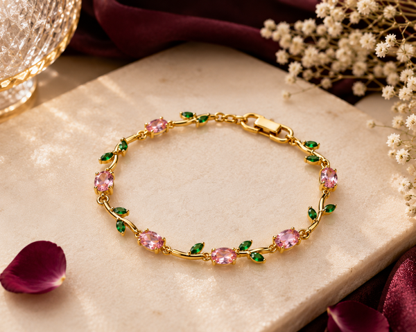 Pink Tulip Crystal Bracelet