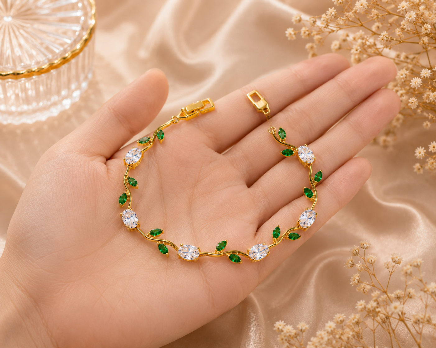 White Tulip Crystal Bracelet