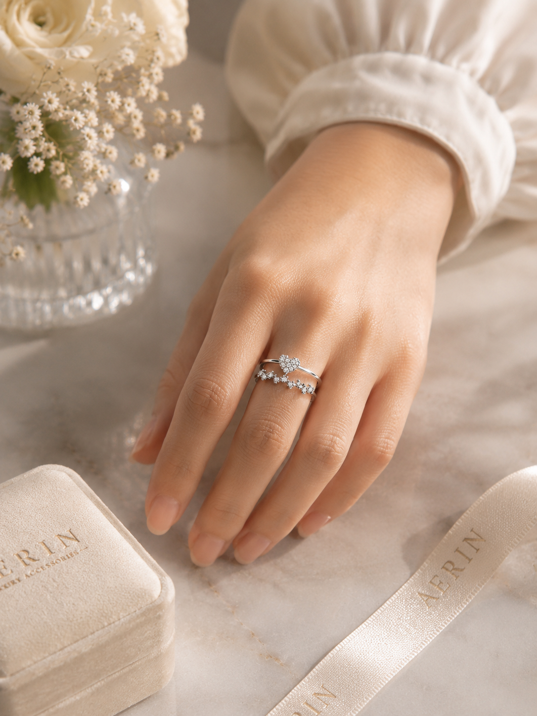 Celeste Heart Crystal Ring