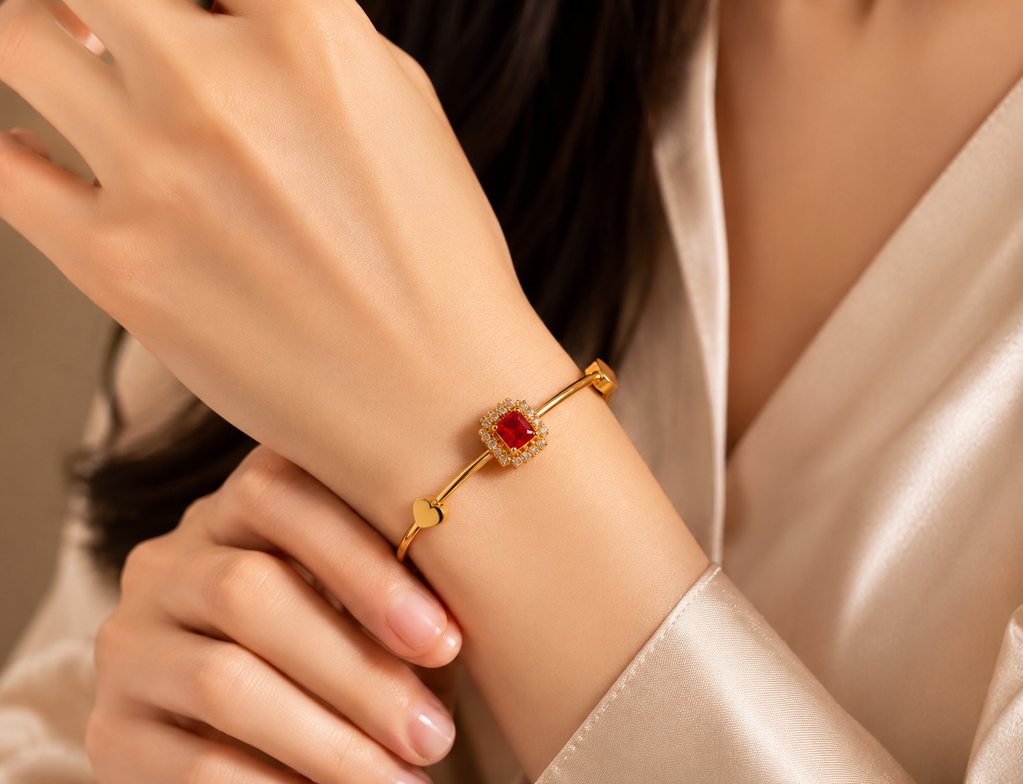 Zaria Ruby Heart Bracelet