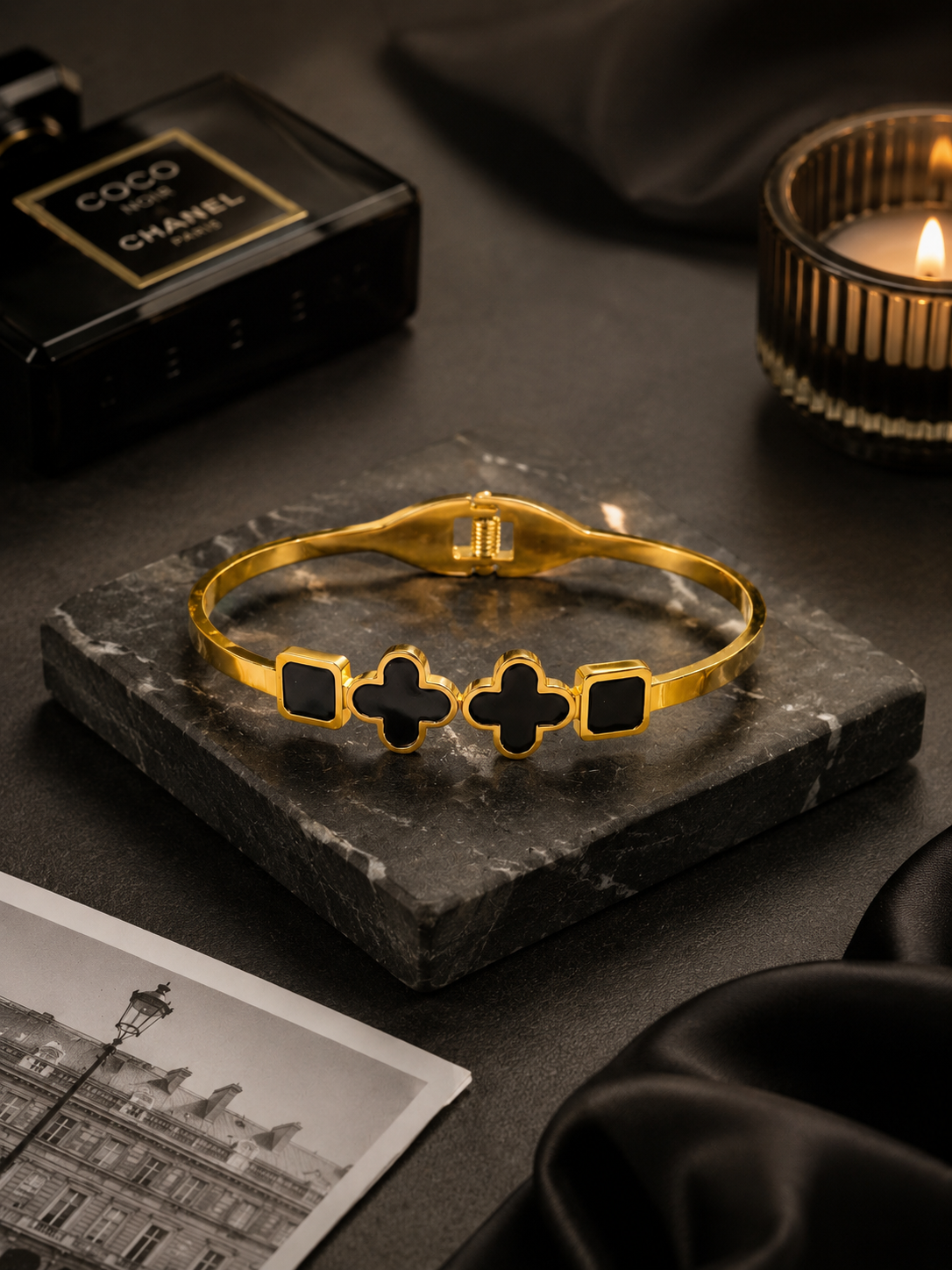 Noir Clover Gold Bracelet
