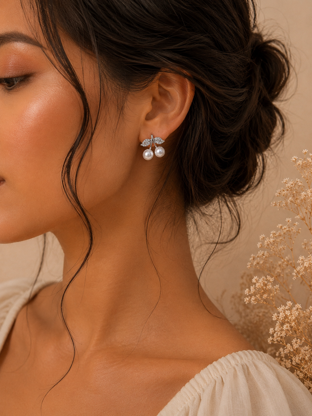 Pearla Cherry Crystal Stud Earrings