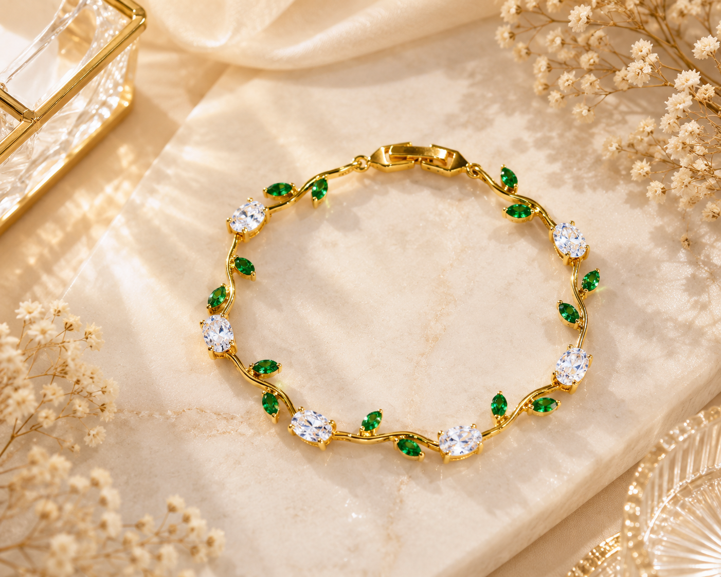 White Tulip Crystal Bracelet