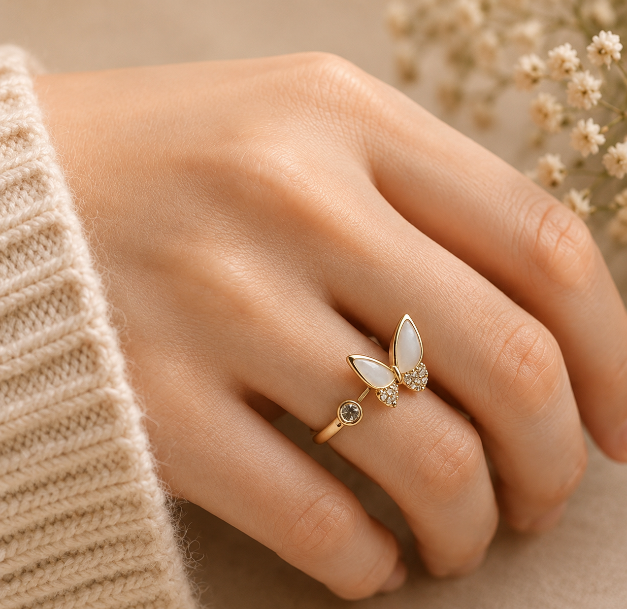 Aurora Butterfly Crystal Ring