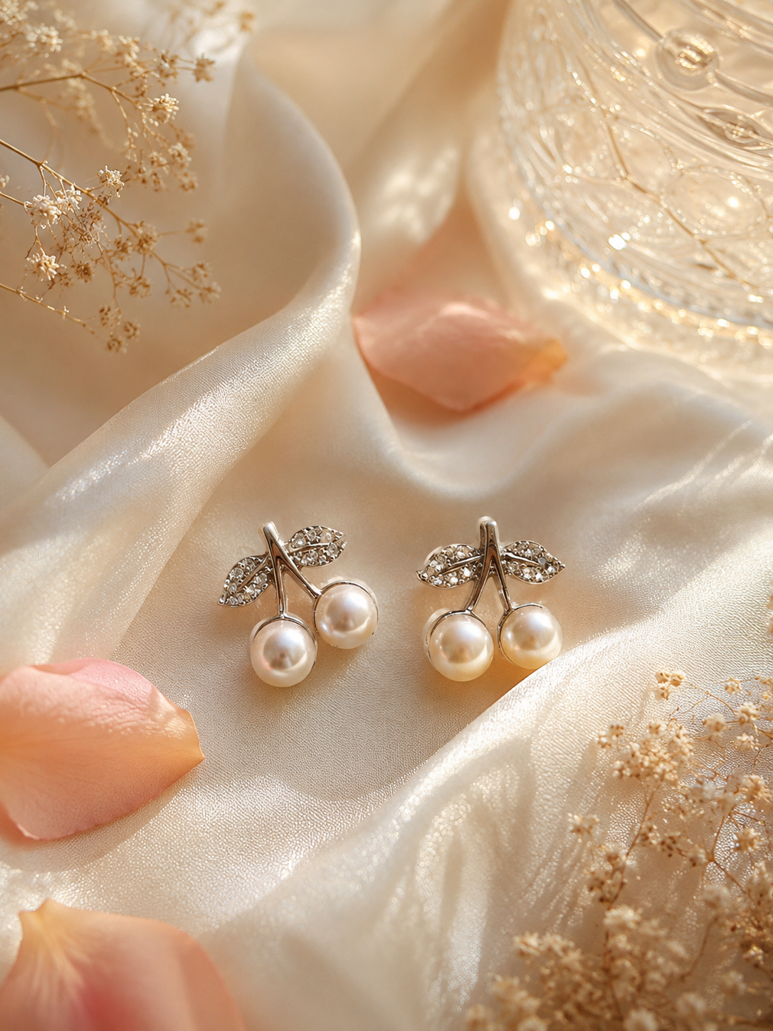 Pearla Cherry Crystal Stud Earrings