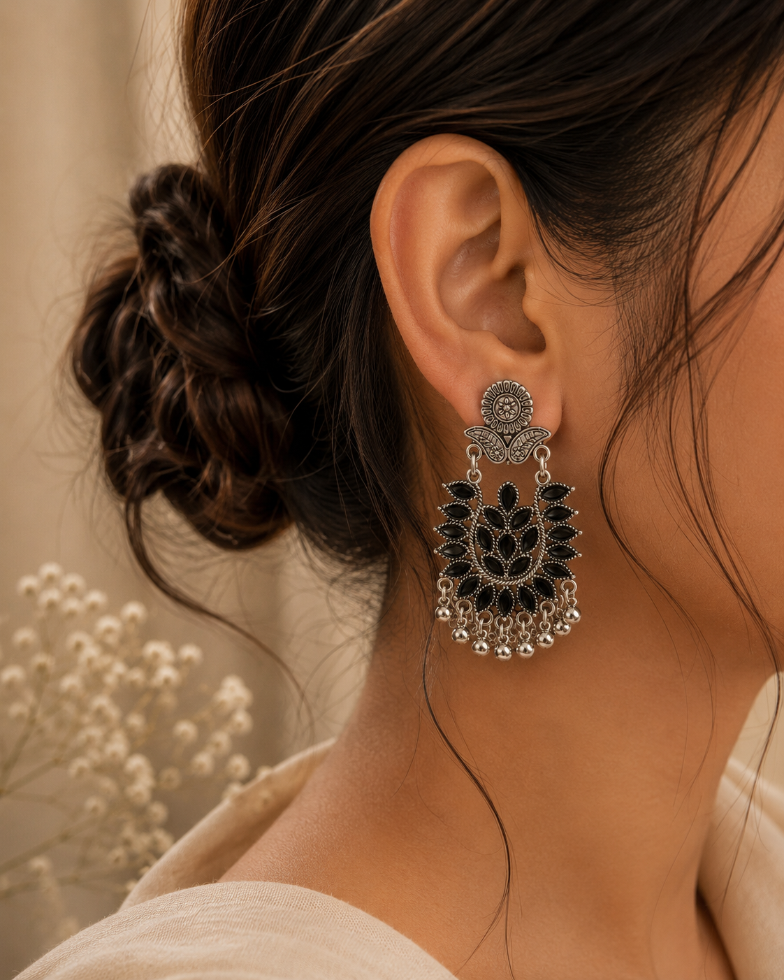 Noir Bloom Statement Earrings