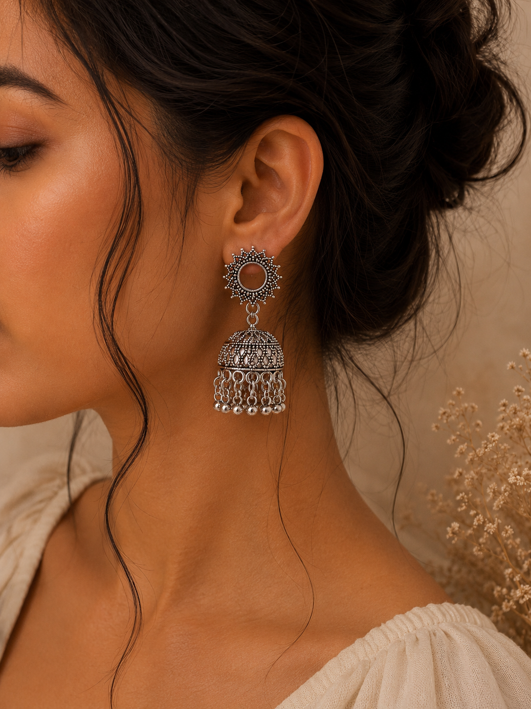 Noor Antique Jhumka Earrings