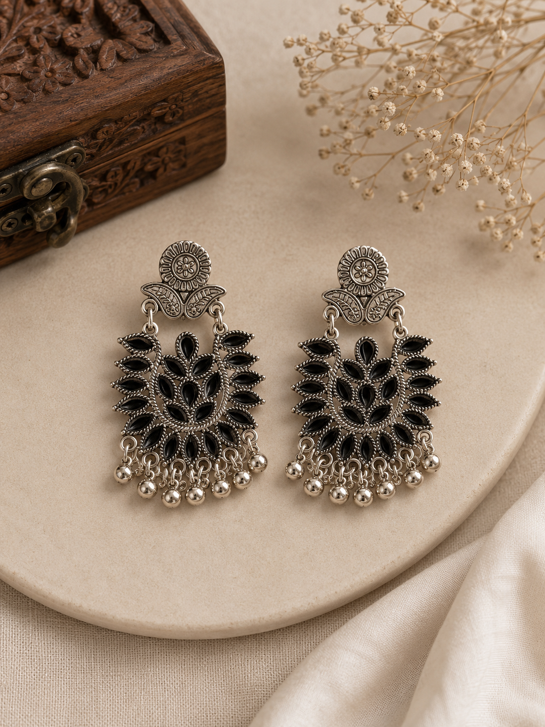 Noir Bloom Statement Earrings