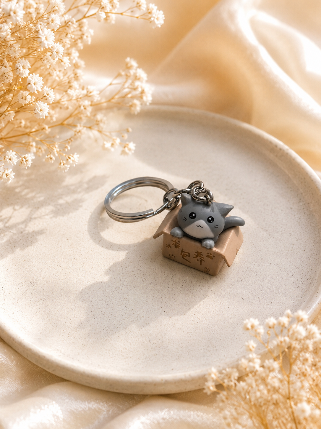 Cute Cat Box Charm Keychain