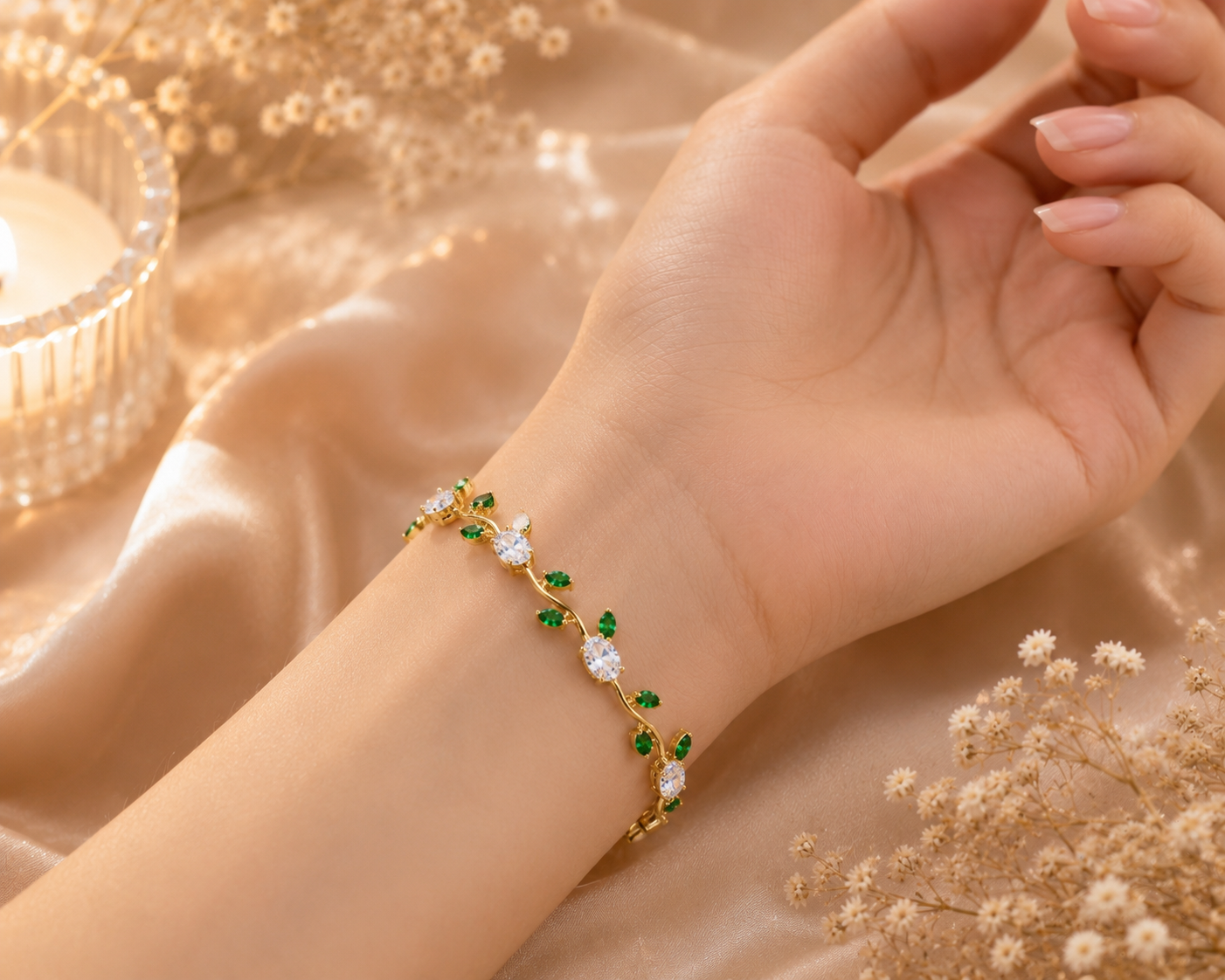White Tulip Crystal Bracelet
