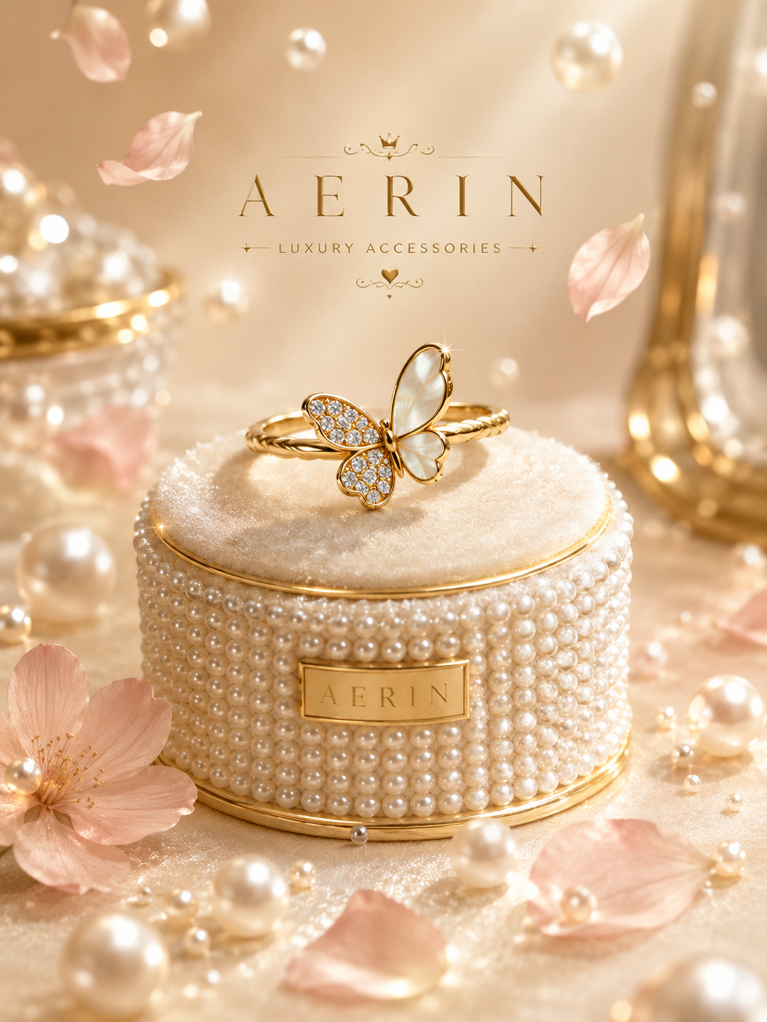 Flutter Crystal Butterfly Ring
