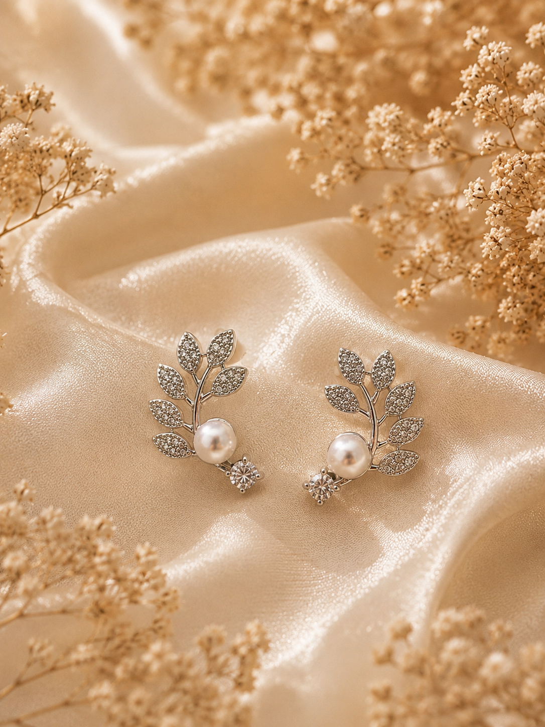 Pearla Vine Crystal Stud Earrings