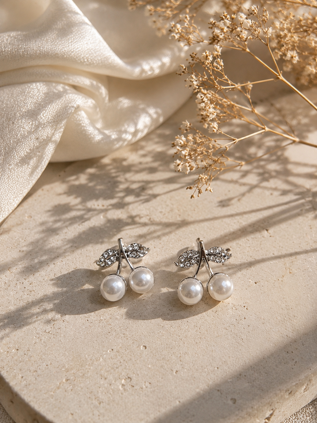 Pearla Cherry Crystal Stud Earrings
