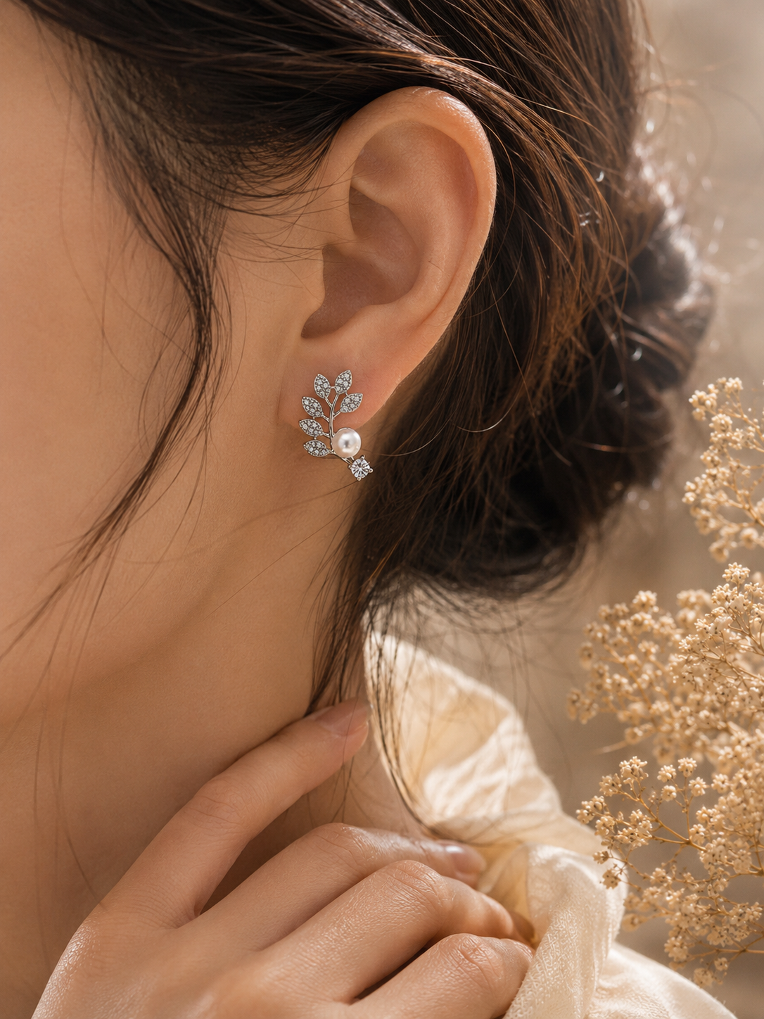Pearla Vine Crystal Stud Earrings