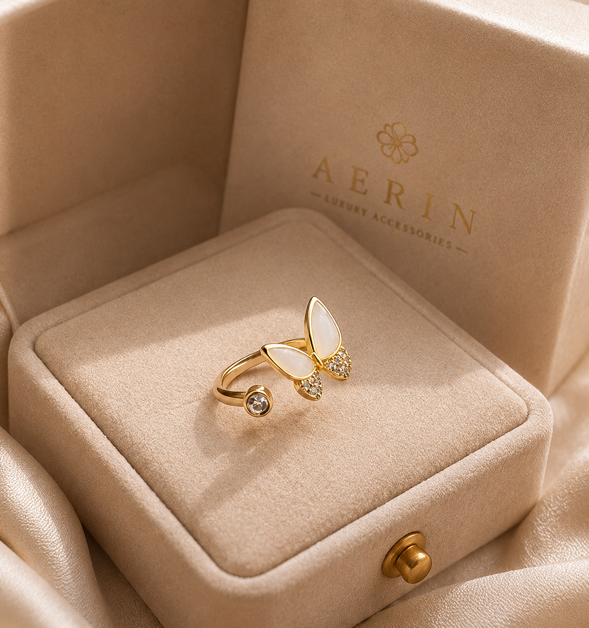 Aurora Butterfly Crystal Ring